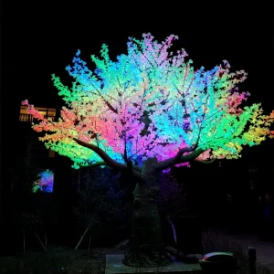 Outdoor waterproof RGB Light Tree with full color changing pixel lights for commercial landscape decoration