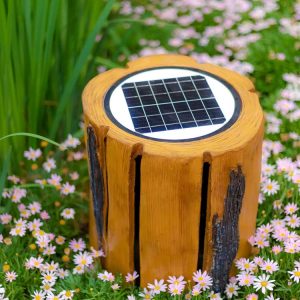 Customizable Outdoor Solar Tree Stump Light | Fiberglass Glowing Patio Decoration
