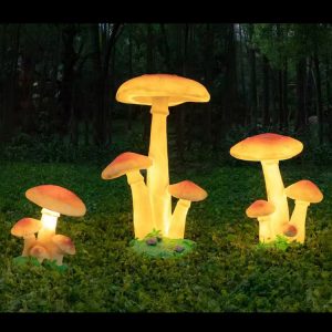 Customizable Wholesale Outdoor Waterproof Fiberglass Glowing LED Mushroom Ornament(OEM/ODM)