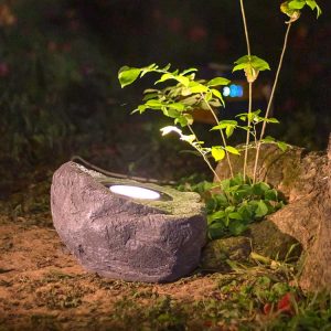 Customizable Outdoor Waterproof Glowing Fiberglass Stone Spot Light Garden Ornament