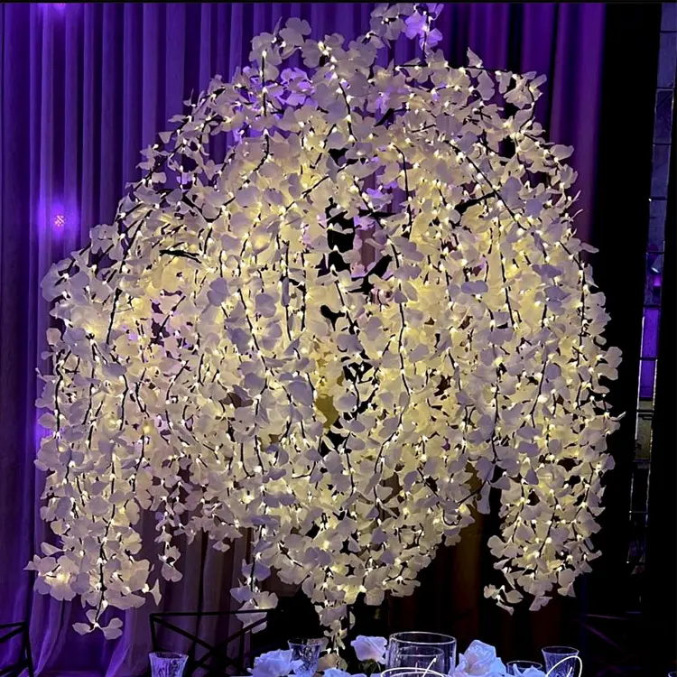 Outdoor LED Weeping ginkgo tree light | Wholesale10ft Garden Holiday Decor 8 Artificial weeping ginkgo tree with lights