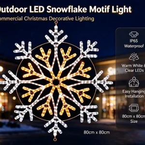 Custom Outdoor LED Snowflake Motif Light | Commercial Christmas Motif Lighting