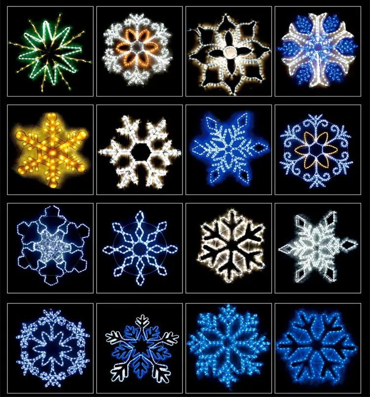 Custom Outdoor LED Snowflake Motif Light | Commercial Christmas Motif Lighting 14 Outdoor 2D LED Snowflake Decoration Light