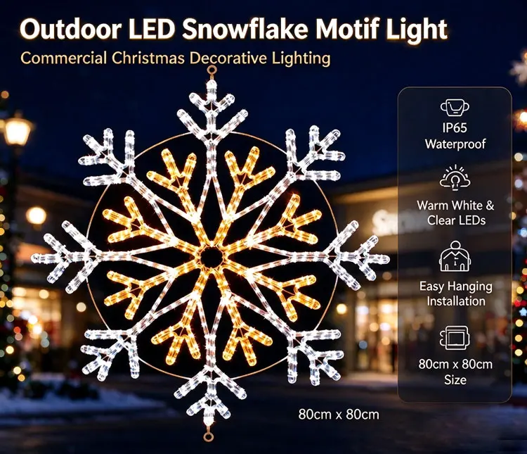 Custom Outdoor LED Snowflake Motif Light | Commercial Christmas Motif Lighting 1 Custom Outdoor LED Snowflake Motif Light | Commercial Christmas Motif Lighting