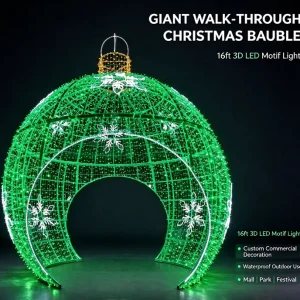 16ft Giant LED Christmas Bauble | Custom Outdoor 3D Christmas Motif Light