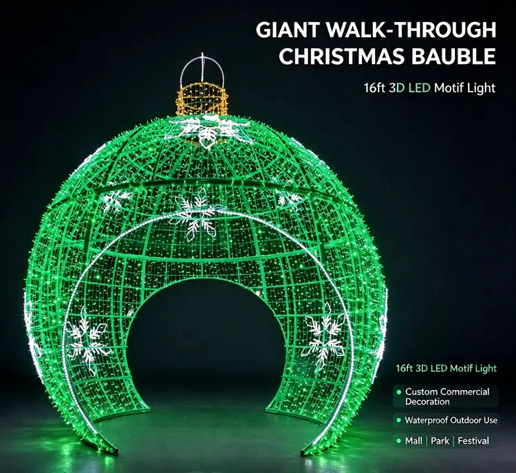 Home 9 16ft Giant LED Christmas Bauble | Custom Outdoor 3D Christmas Motif Light