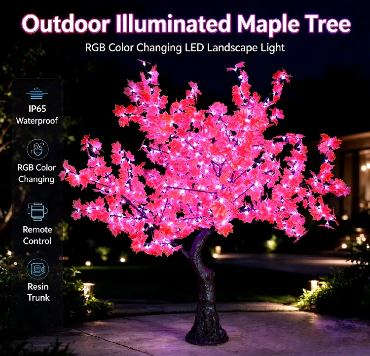 Custom Outdoor Illuminated Maple Tree for Garden Patio Christmas Decor 1 Custom Outdoor Illuminated Maple Tree for Garden Patio Christmas Decor