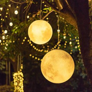 Wholesale Outdoor Waterproof LED Illuminated Artificial Warm White Moon Garden Landscape Light