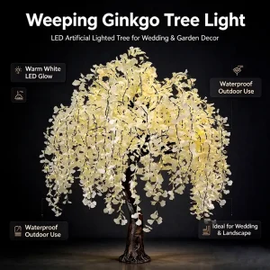 Outdoor LED Weeping ginkgo tree light | Wholesale10ft Garden Holiday Decor