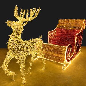 Customizable Outdoor Luminous 3d Christmas Reindeer Decorations And Sleigh