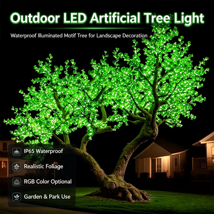 RGB Outdoor LED Artificial Tree Light For Garden, Park, Plaza, Wedding and Landscape Lighting Projects 7 Color changing LED tree light outdoor