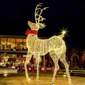 Life-Size LED 3D Christmas Reindeer Wire Frame Light Sculpture - IP65 Waterproof Warm White Outdoor Decorative Light for Yard, Garden, Patio Holiday Display