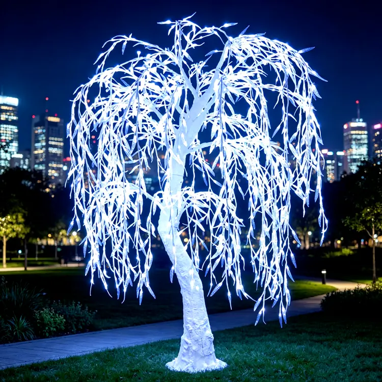 White Light Up Willow Tree Light : Custom Outdoor Garden Patio Decoration 6ft Illuminated Lights 6 white LED willow tree light for garden patio outdoor landscape decoration.