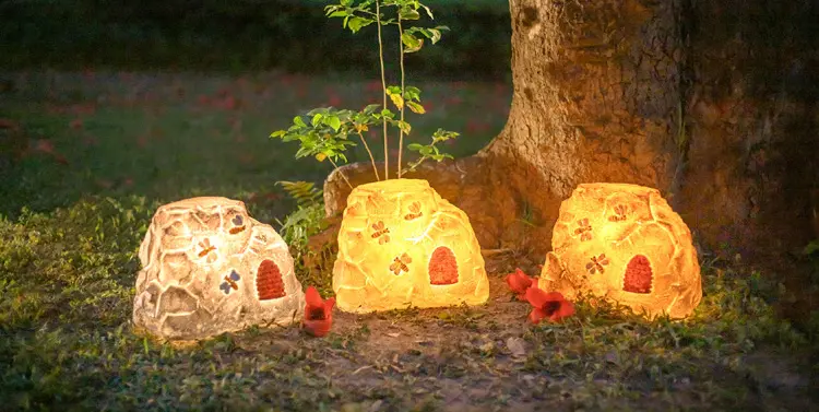 Outdoor Stone Light : Custom Glow Stone Lights for Garden Decoration 9 Outdoor Stone Light, Customizable LED Stone Lights with RGB Warm White Blue Lighting