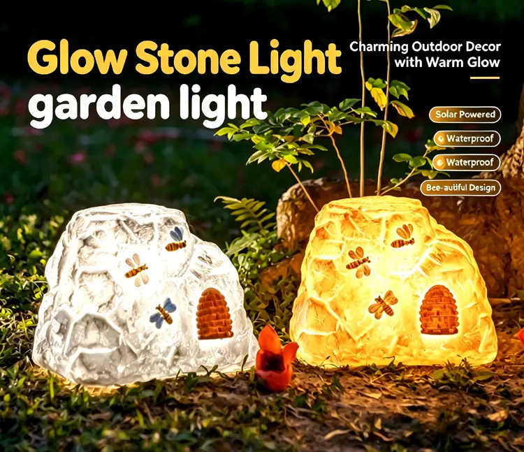 Outdoor Stone Light : Custom Glow Stone Lights for Garden Decoration 1 glow stone lights