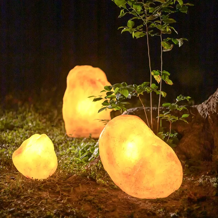 LED Glowing Stone Garden Lights, IP65 waterproof rock landscape light for outdoor