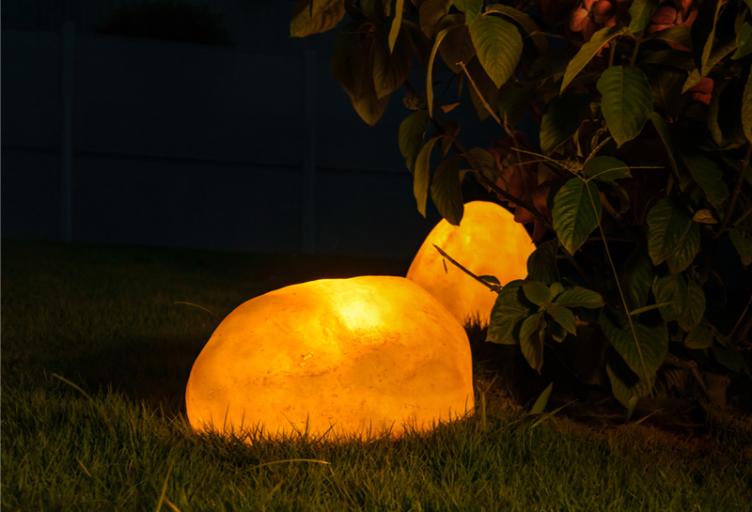 Custom Garden Stone Lights | Waterproof Illuminated Resin Rock Landscape Lighting 10 Garden stone lights along pathway, decorative glowing rock lights for park and villa