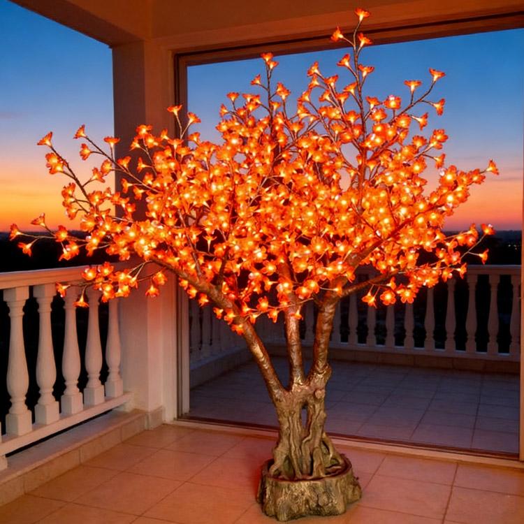LED Lighted Cherry Blossom Tree: Warm Orange Glow for Balcony Evening Decor 1 LED Lighted Cherry Blossom Tree
