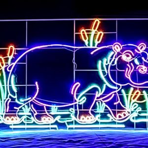 LED Hippo Motif Light : Outdoor Zoo Light Wireframe for Christmas Landscape Decoration