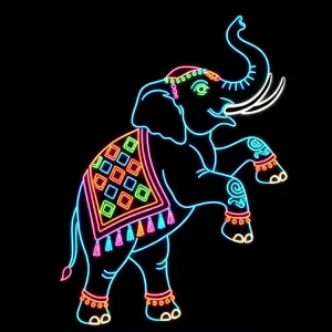 2D Animal Motif Light : Custom Outdoor Zoo Light Wireframe for Holiday Light Show