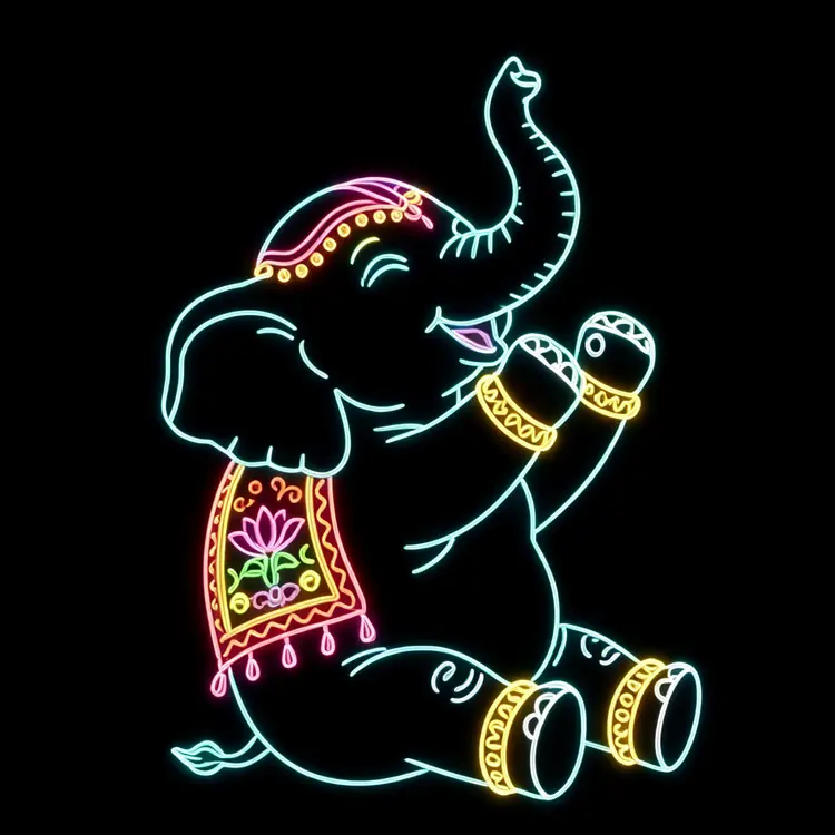 Giant fountain elephant motif light display, outdoor waterproof animal silhouette light for Christmas light festiva