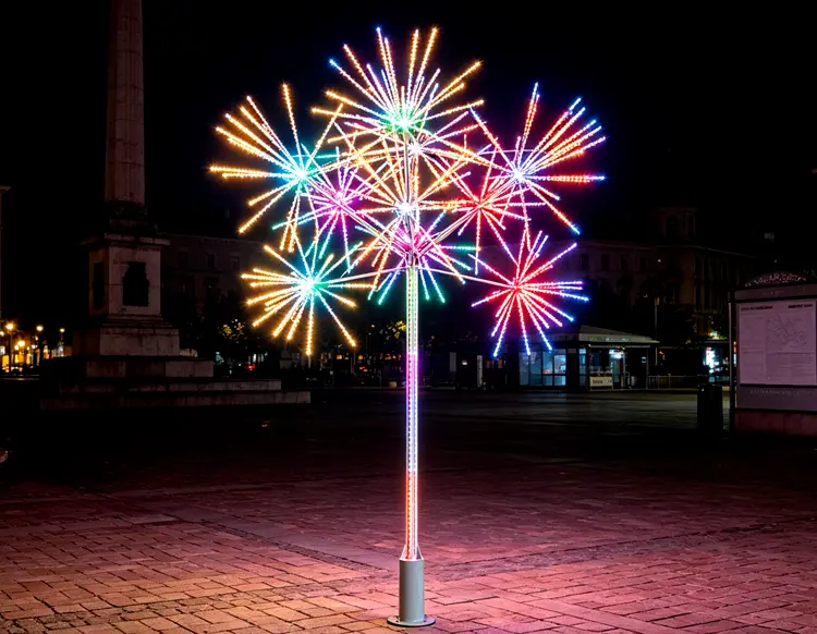 LED Firework Tree : 18FT Outdoor Waterproof Garden Landscape RGB Lights with APP Control 8 commercial programmable LED firework tree from factory supplier