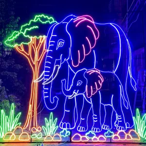 2D Elephant Animal Motif LED Light | IP65 Waterproof Outdoor Holiday Light Show Display