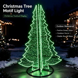 LED 3D Christmas Tree Motif Light | Custom Outdoor 10FT Christmas Festival Display