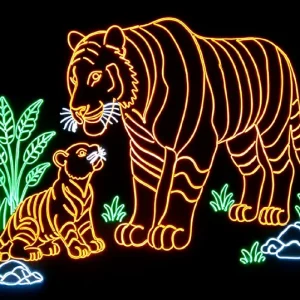 Outdoor LED Tiger motif light | 2D animal silhouette for Park Festival Light Show