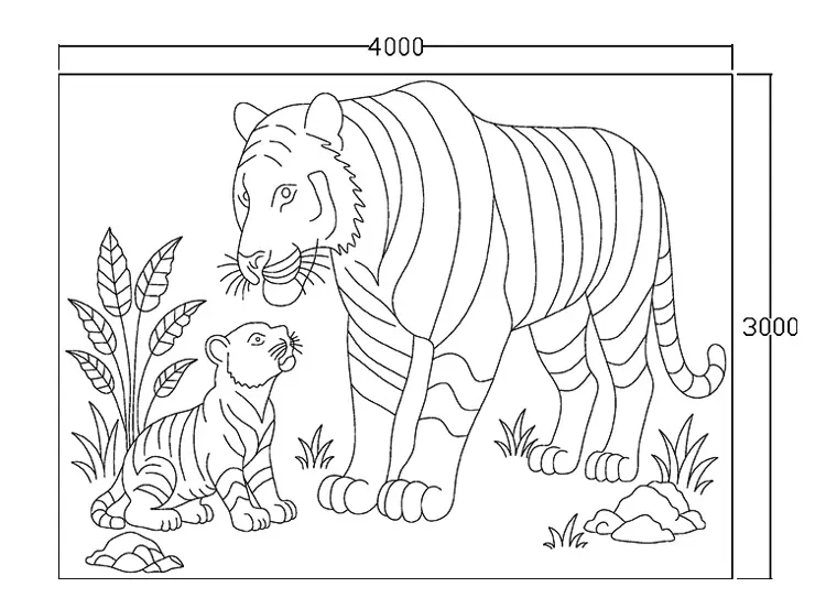 Outdoor LED Tiger motif light | 2D animal silhouette for Park Festival Light Show 5 IP65 waterproof 2D wireframe animal motif lighting