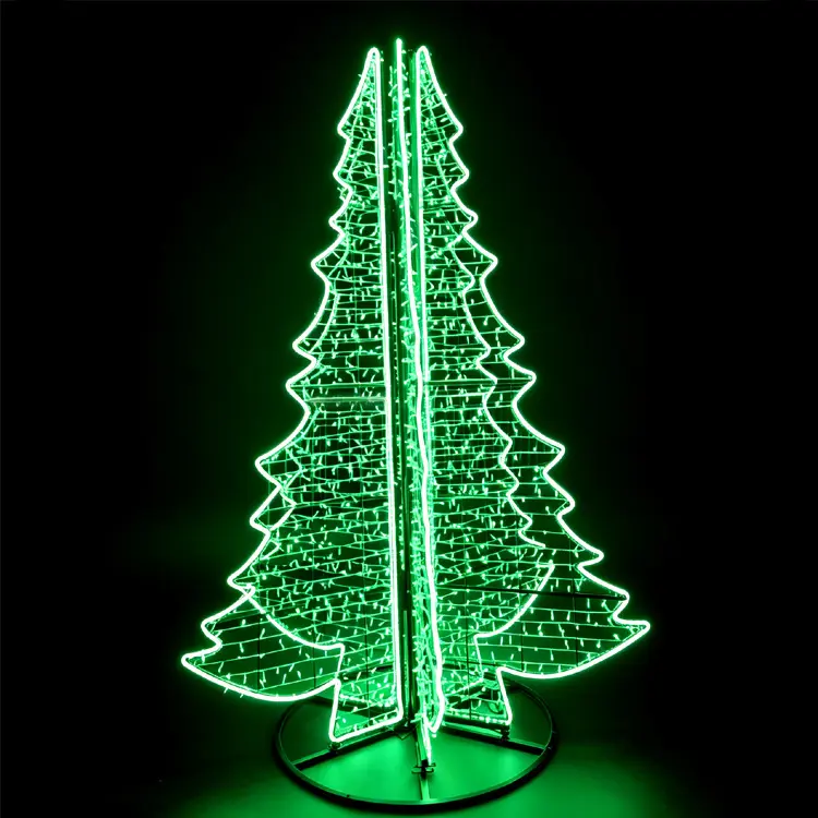 LED 3D Christmas Tree Motif Light | Custom Outdoor 10FT Christmas Festival Display 6 LED 2D Christmas Tree Motif Light for outdoor holiday decoration