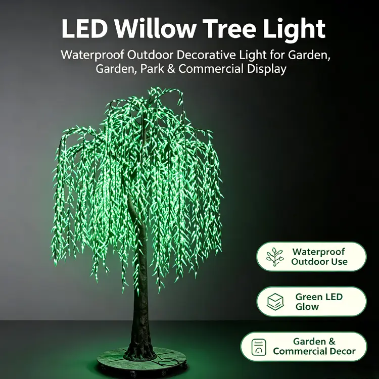 4m Green Commercial weeping willow tree light | Waterproof Outdoor Decor for Garden Park Commercial Display 1 4m Green Commercial weeping willow tree light | Waterproof Outdoor Decor for Garden Park Commercial Display