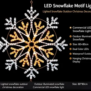 80cm Dual Color LED Snowflake Motif Light | Commercial Outdoor Hanging Christmas Decoration