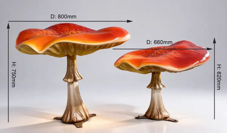 Large LED Mushroom Sculpture | Outdoor Glowing Mushroom Decor for Garden & Event 9 2Pcs LED Mushroom Sculpture set, commercial lighted mushroom statues for theme park decoration