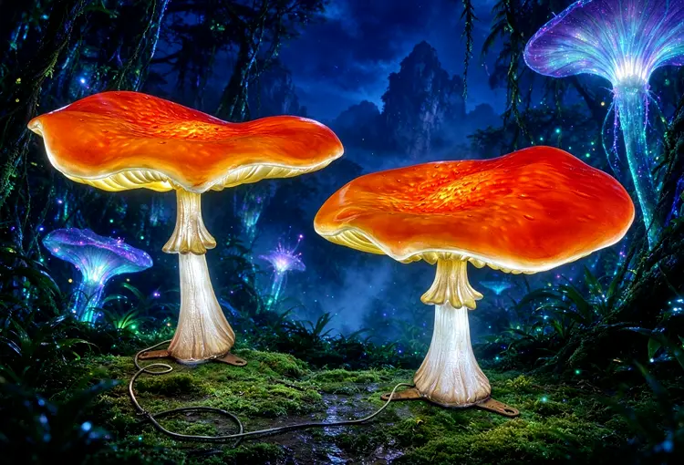 Large LED Mushroom Sculpture | Outdoor Glowing Mushroom Decor for Garden & Event 6 LED Mushroom Sculpture Fiberglass Light, Realistic Glowing Mushroom Lamp for Commercial Event Decor