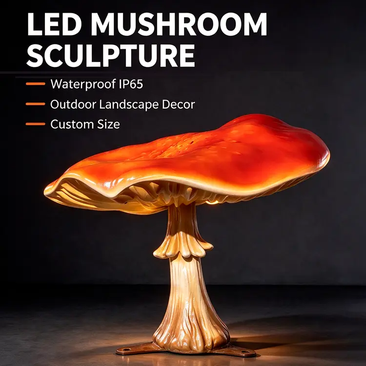 Large LED Mushroom Sculpture | Outdoor Glowing Mushroom Decor for Garden & Event 1 Large LED Mushroom Sculpture | Outdoor Glowing Mushroom Decor for Garden & Event