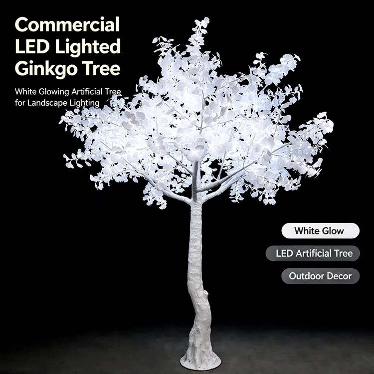 Commercial LED Lighted Ginkgo Tree | Outdoor Garden Wedding Landscape Decor Tree Light 9 Pure White Glowing Artificial Ginkgo Tree, Commercial LED Lighted Tree, outdoor waterproof landscape decoration light